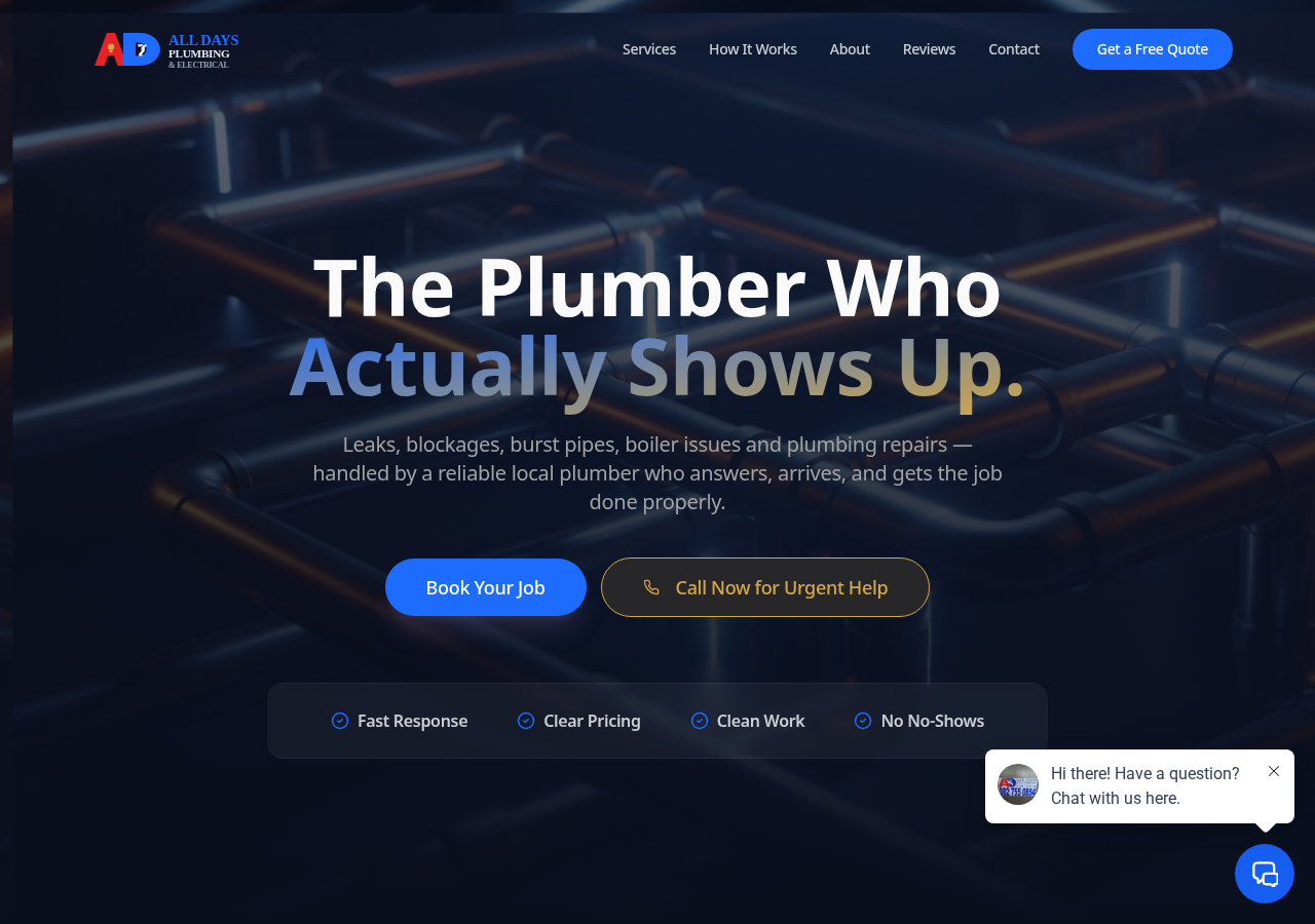Screenshot of All Days Plumbing