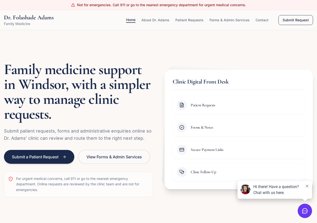 Screenshot of Dr. Folashade Adams Clinic