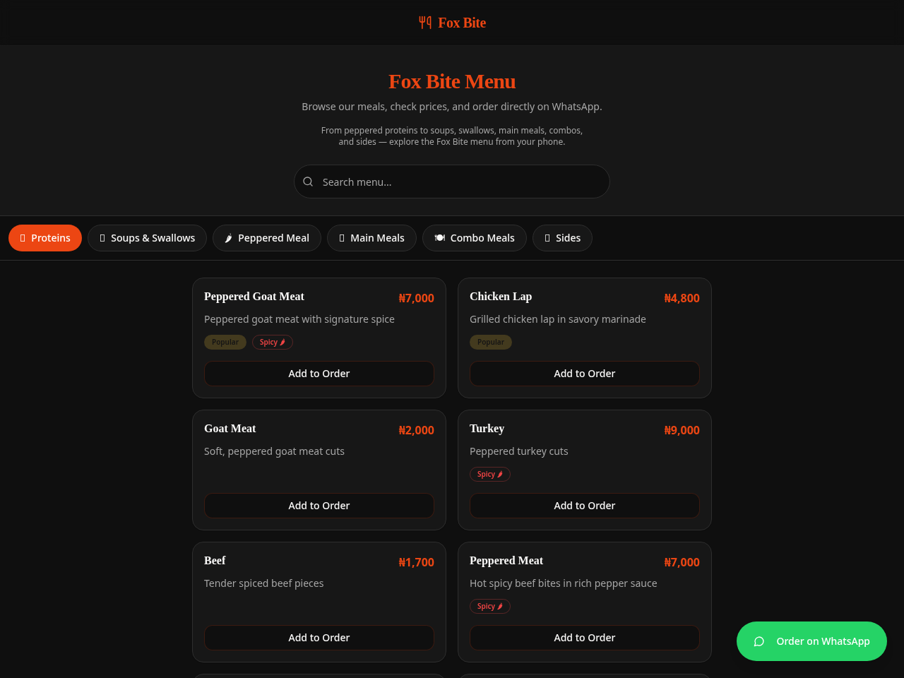 Screenshot of Fox Bite Restaurant
