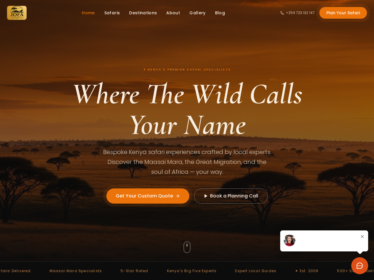 Screenshot of JOFA Safari & Adventures