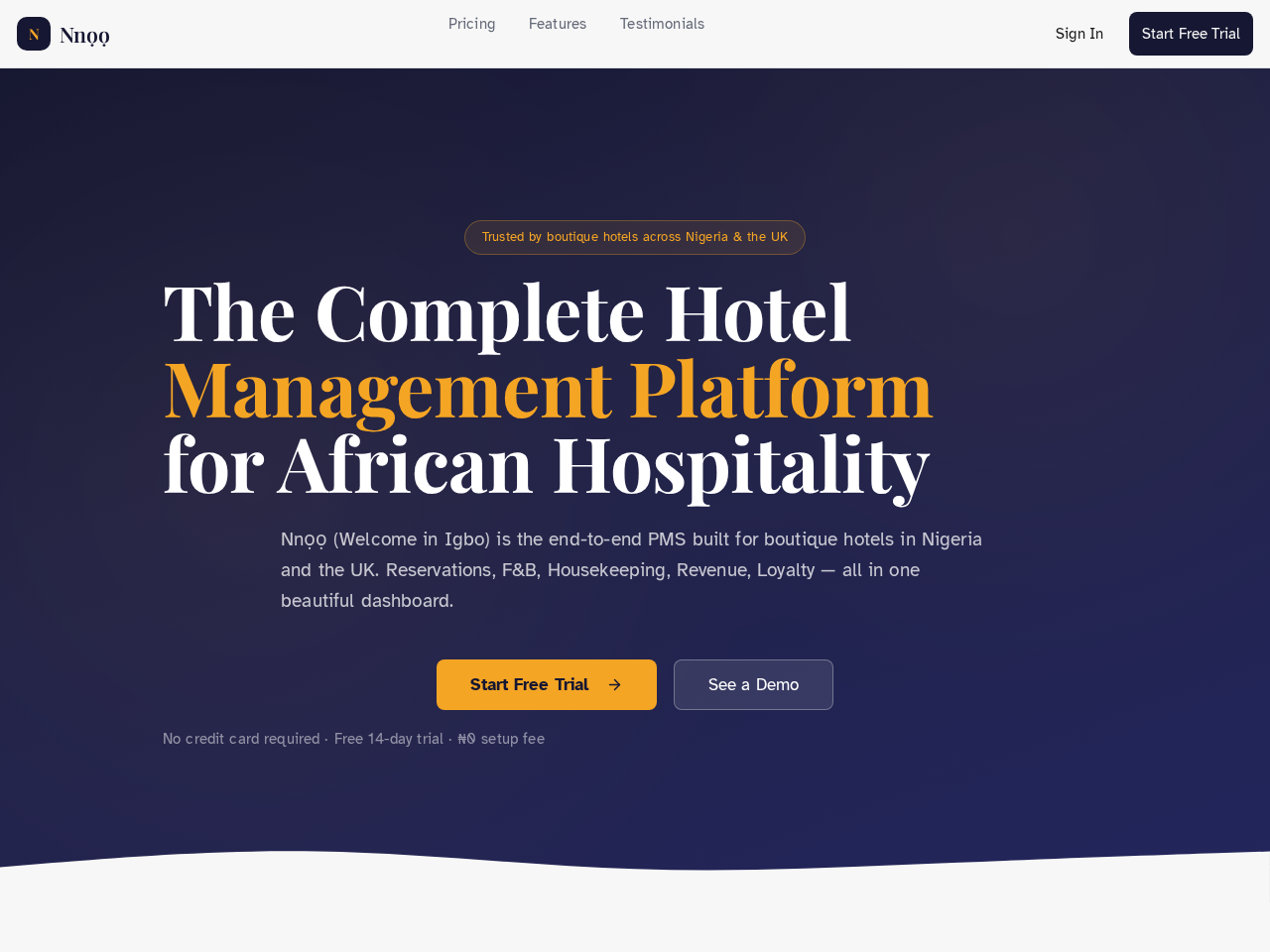 Screenshot of Nnoo Hospitality Suite