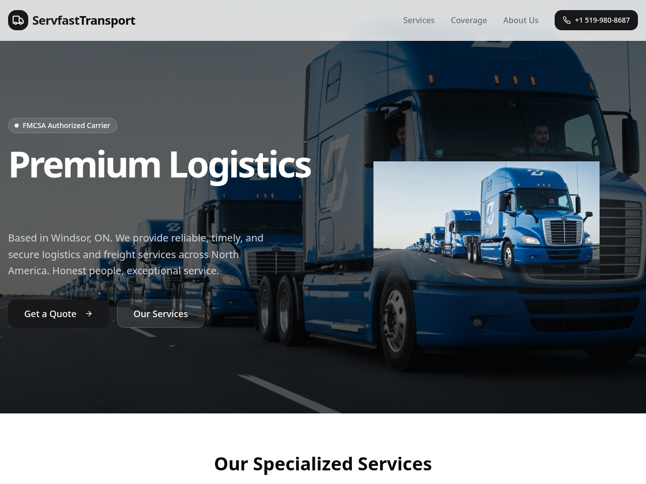 Screenshot of Servfast Transport Inc.