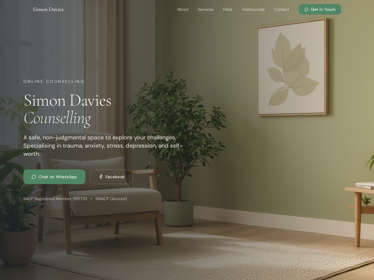 Screenshot of Simon Davies Counselling